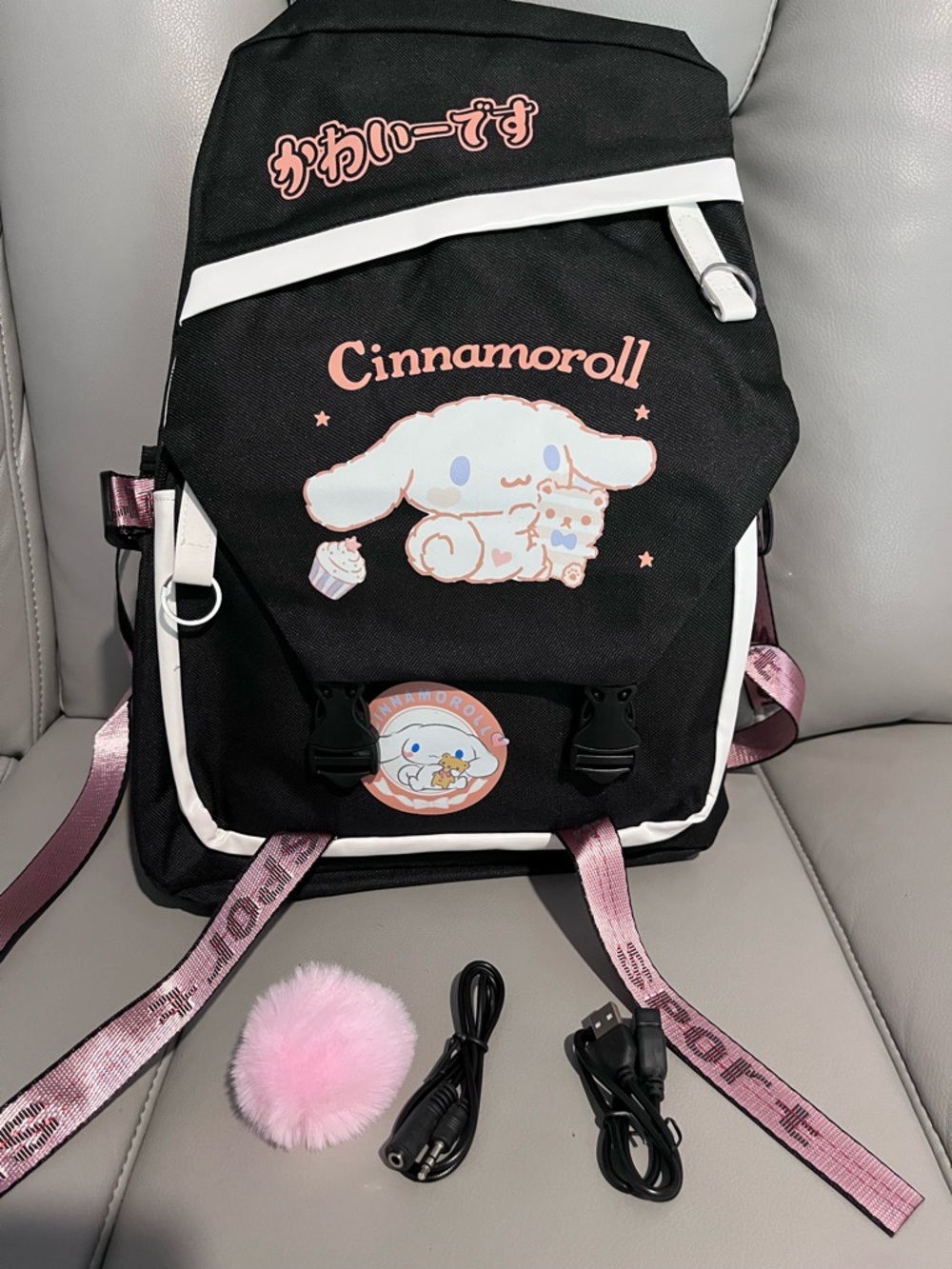 Cinnamoroll Black & Pink Canvas Laptop Backpack